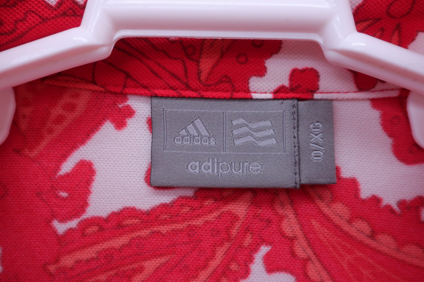 adidas(アディダス) 長袖ポロシャツ 赤総柄 メンズ O A-2