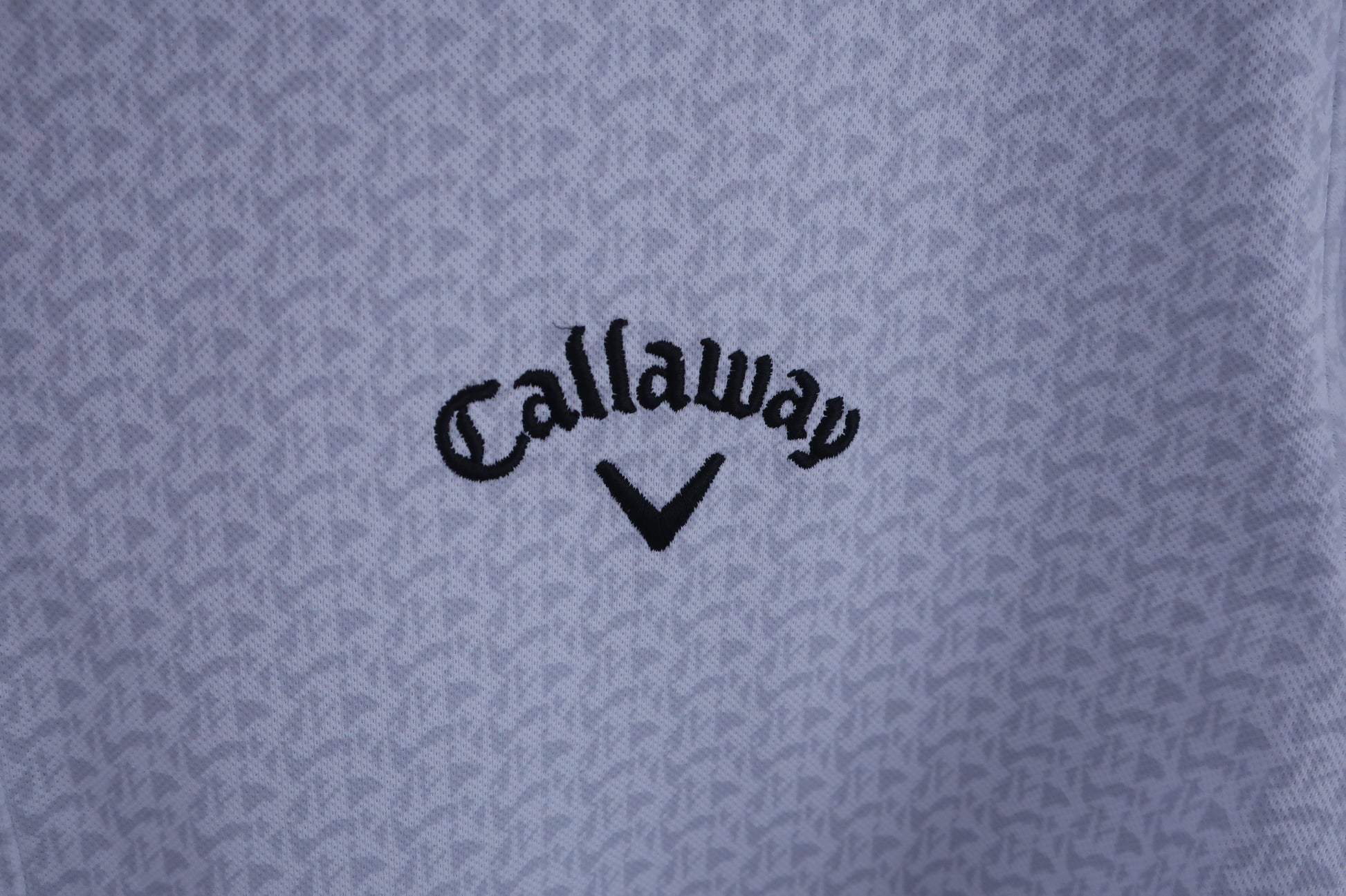 Callaway(キャロウェイ) 長袖ポロシャツ 白グレー総柄 メンズ L A-2