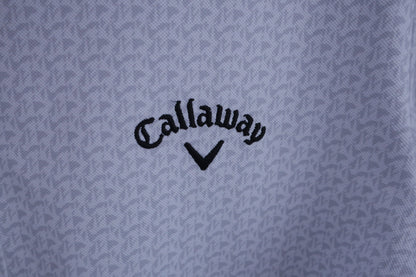 Callaway(キャロウェイ) 長袖ポロシャツ 白グレー総柄 メンズ L A-2
