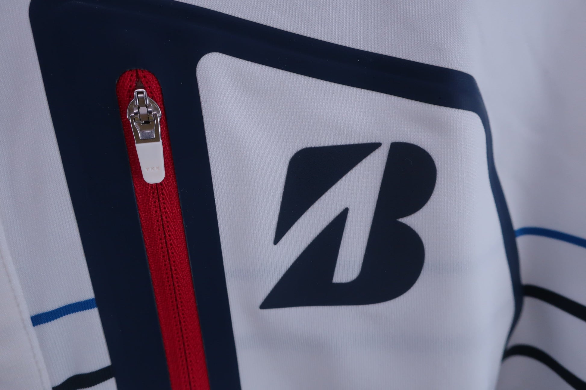 BRIDGESTONE GOLF(ブリヂストンゴルフ) ポロシャツ 白青ボーダー メンズ L A-2