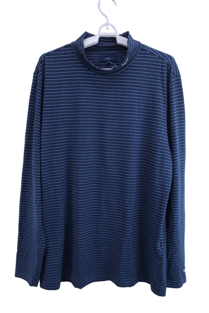 Callaway(キャロウェイ) 長袖モックネックシャツ ネイビードットボーダー メンズ LL 241-6254501 A-1