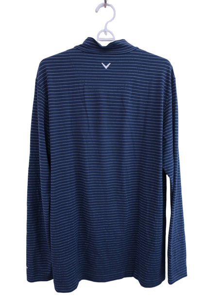 Callaway(キャロウェイ) 長袖モックネックシャツ ネイビードットボーダー メンズ LL 241-6254501 A-5