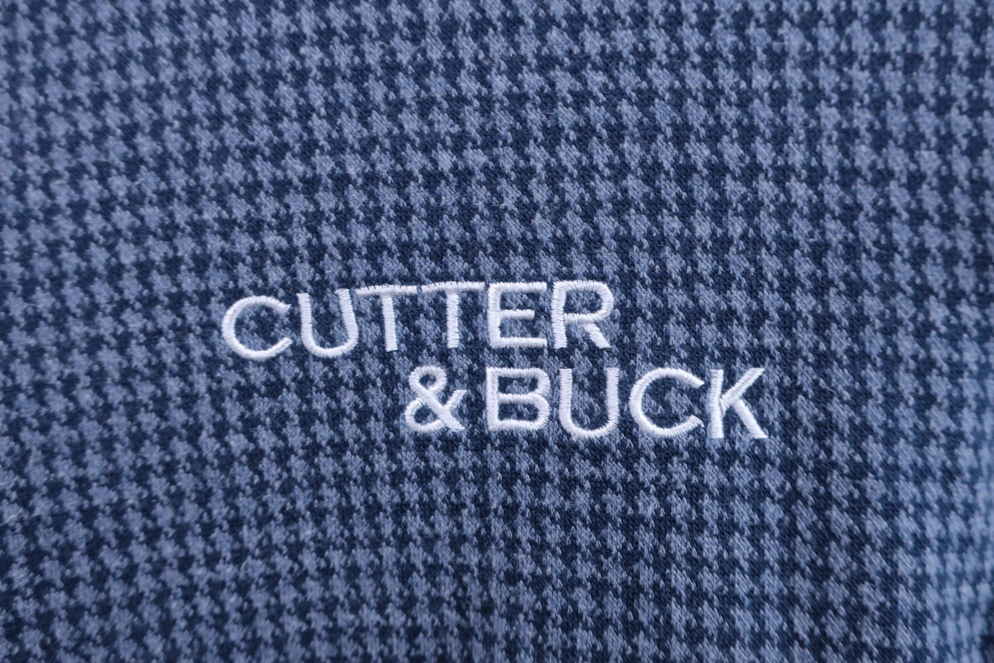 CUTTER&BUCK(カッター＆バック) 長袖ポロシャツ ネイビーグレー千鳥柄 メンズ LL A-3