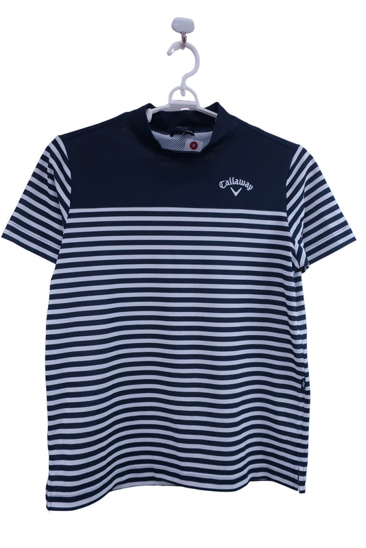 Callaway(キャロウェイ) 半袖モックネックシャツ ネイビーボーダー メンズ M C23134107 A-1