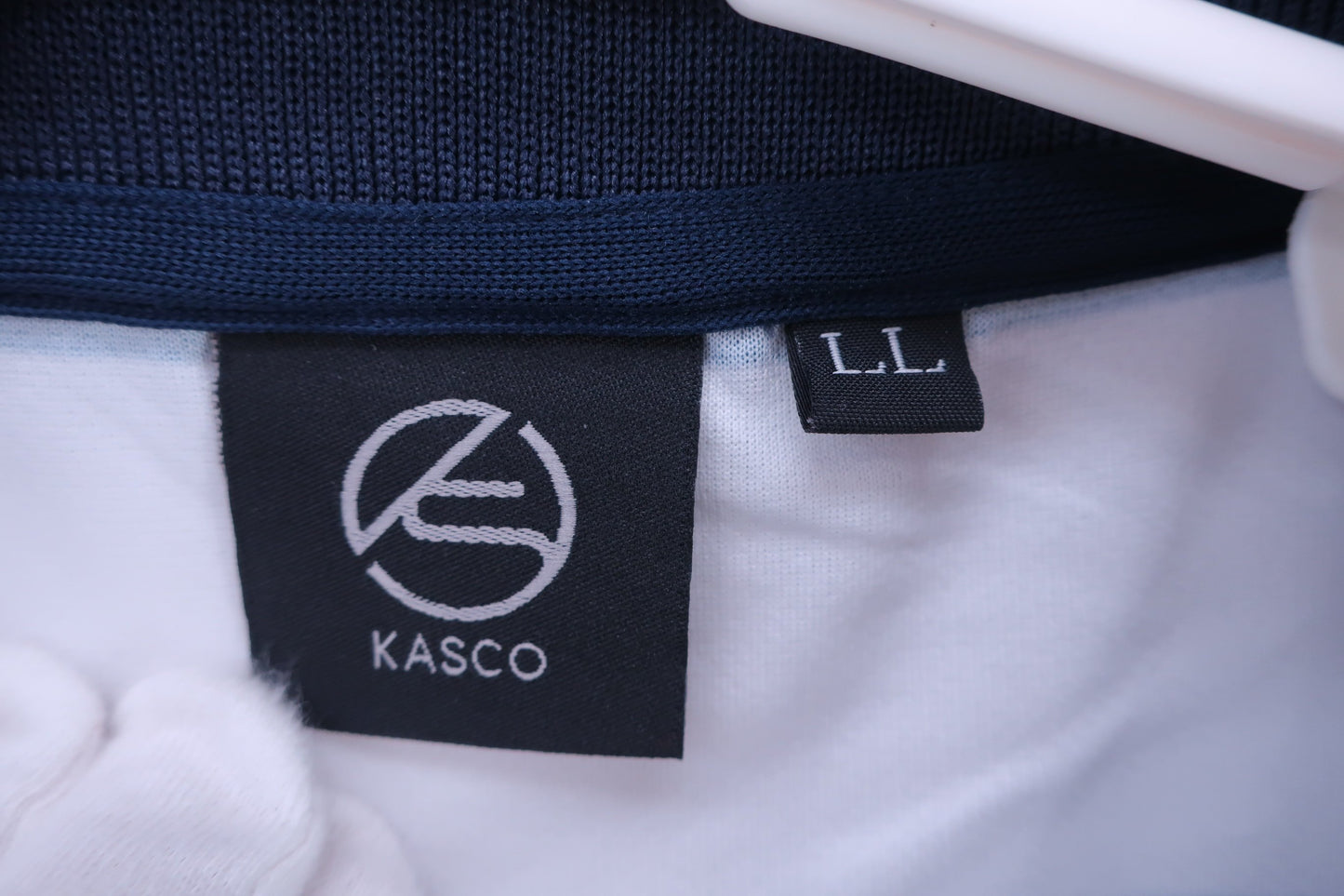 Kasco(キャスコ) ポロシャツ 白ネイビーボーダー メンズ LL A-5