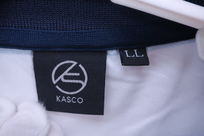 Kasco(キャスコ) ポロシャツ 白ネイビーボーダー メンズ LL A-5