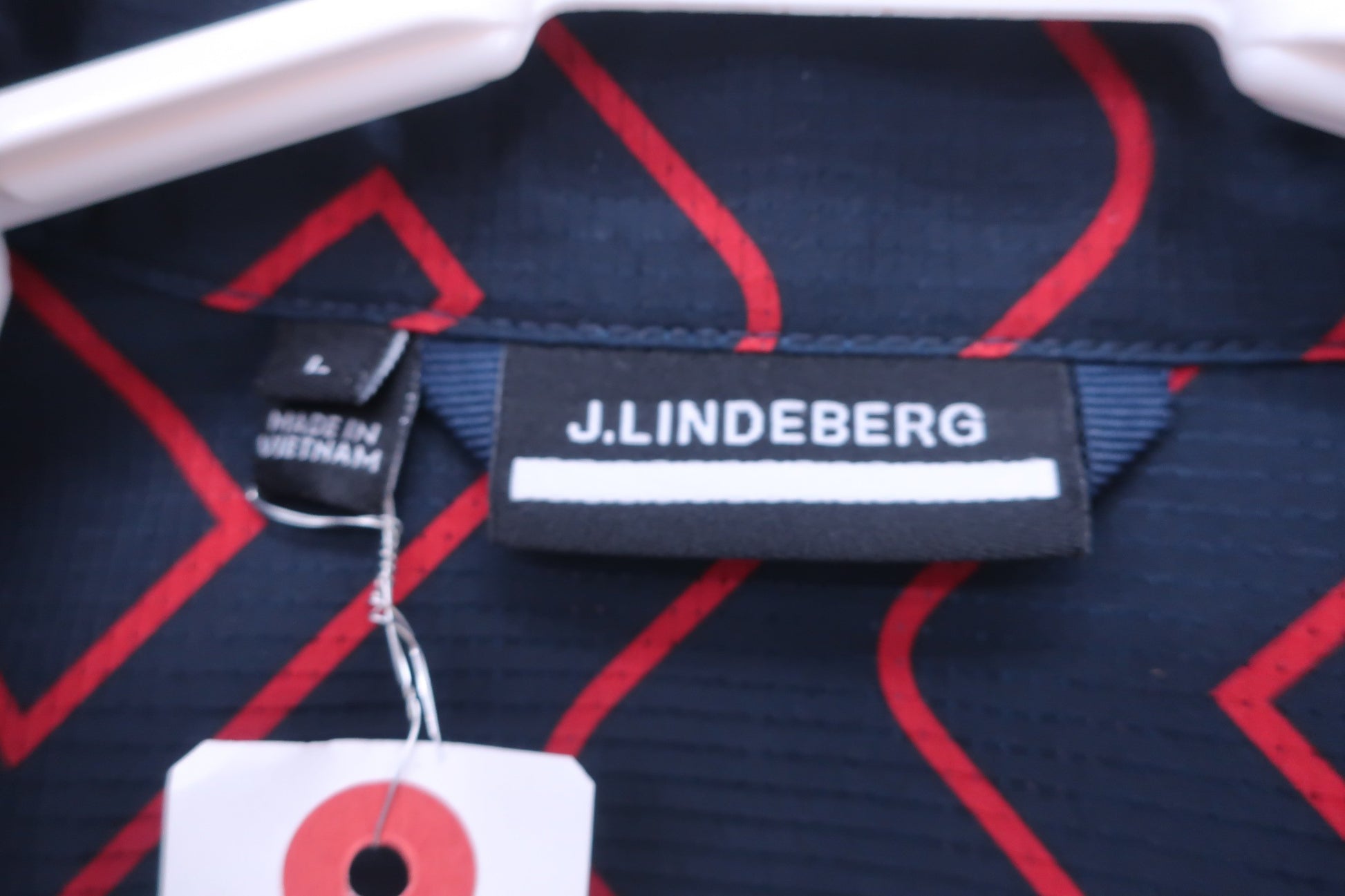 J.LINDEBERG(ジェイ リンドバーグ) ポロシャツ ネイビー赤総柄 メンズ L A-2