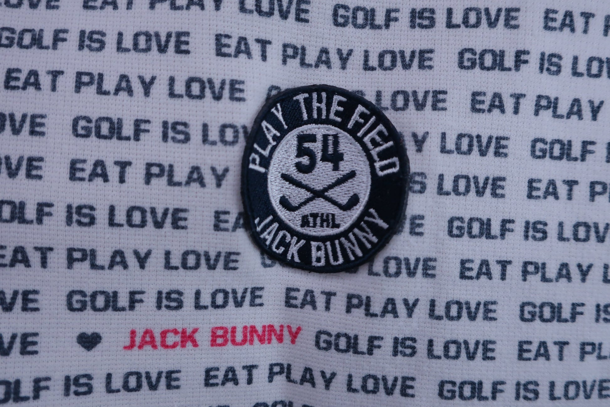 Jack Bunny(ジャックバニー) ポロシャツ 白ネイビー文字柄 メンズ 6 262-9160225 B-3