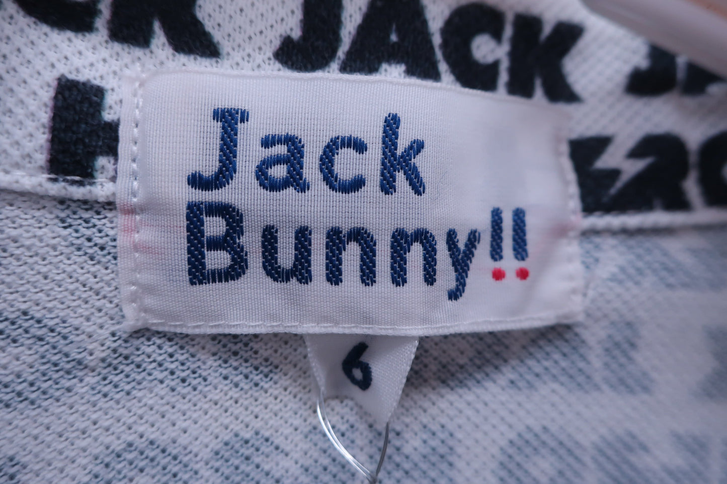 Jack Bunny(ジャックバニー) ポロシャツ 白ネイビーロゴ文字柄 メンズ 6 262-0180155 B-2