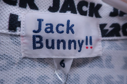 Jack Bunny(ジャックバニー) ポロシャツ 白ネイビーロゴ文字柄 メンズ 6 262-0180155 B-2