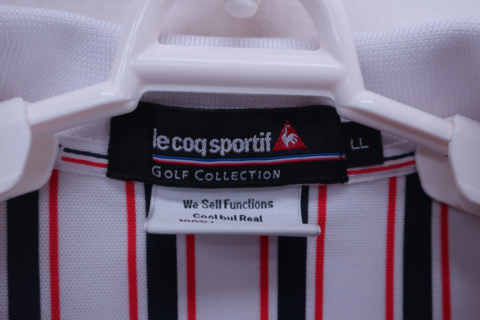 le coq sportif(ルコックスポルティフ) ポロシャツ 白赤ネイビーストライプ メンズ LL B-2
