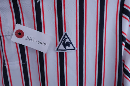 le coq sportif(ルコックスポルティフ) ポロシャツ 白赤ネイビーストライプ メンズ LL B-3