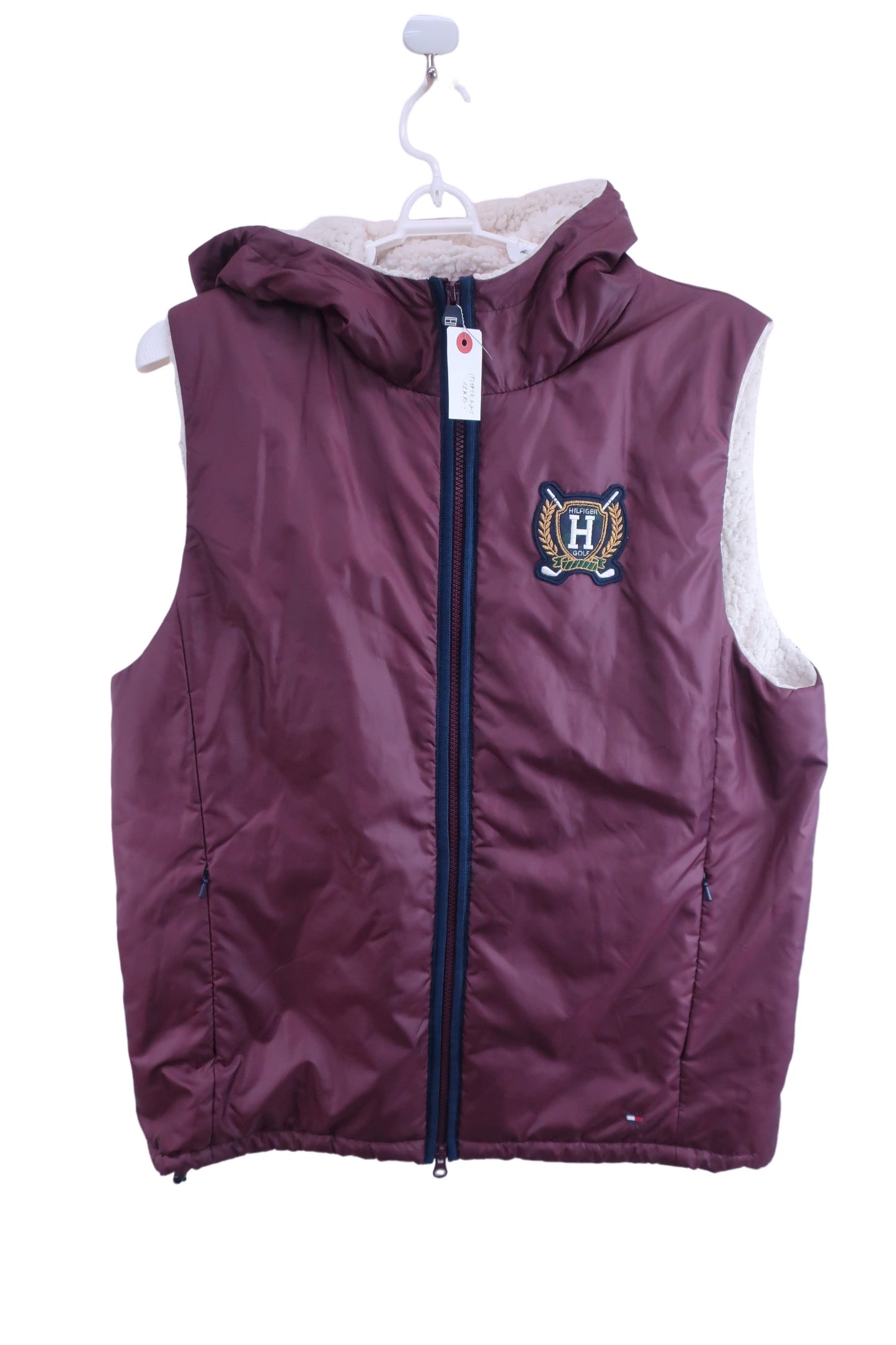 TOMMY HILFIGER GOLF(トミーヒルフィガーゴルフ) フード付きナイロンベスト ワインレッド メンズ XL B-1
