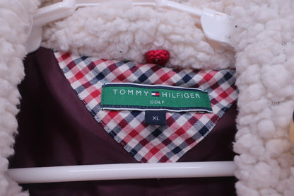 TOMMY HILFIGER GOLF(トミーヒルフィガーゴルフ) フード付きナイロンベスト ワインレッド メンズ XL B-3