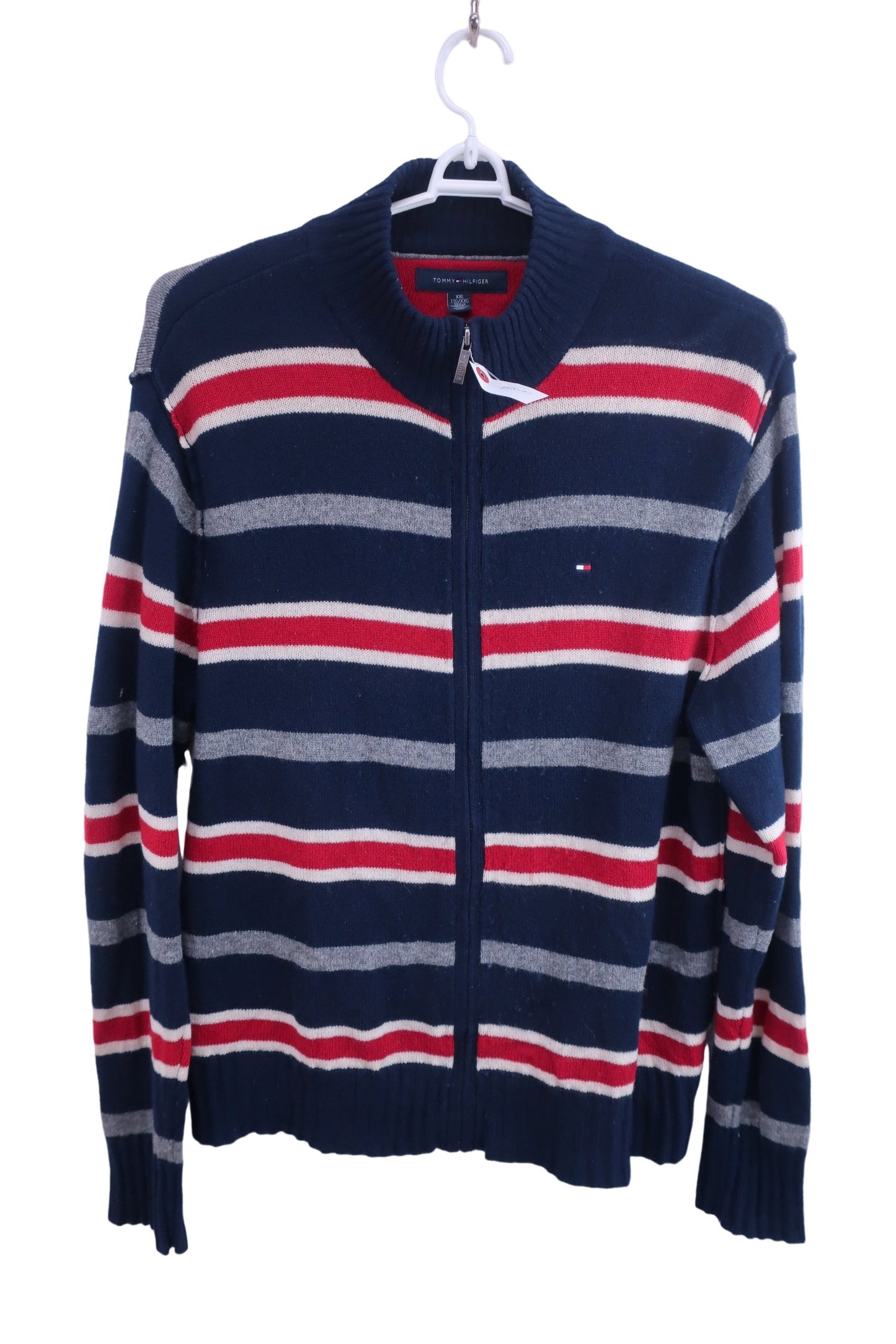 TOMMY HILFIGER GOLF(トミーヒルフィガーゴルフ) ニットブルゾン ネイビーボーダー メンズ XXL B-1