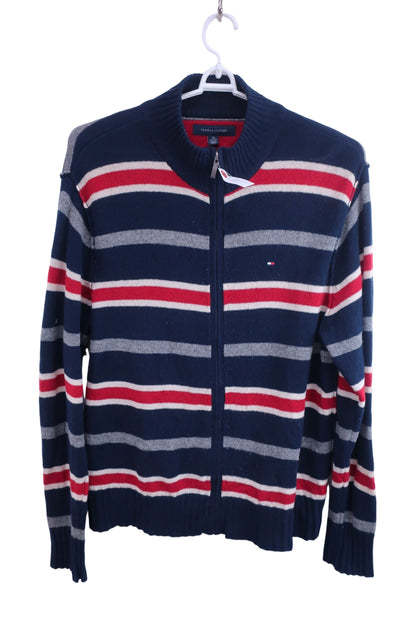 TOMMY HILFIGER GOLF(トミーヒルフィガーゴルフ) ニットブルゾン ネイビーボーダー メンズ XXL B-1