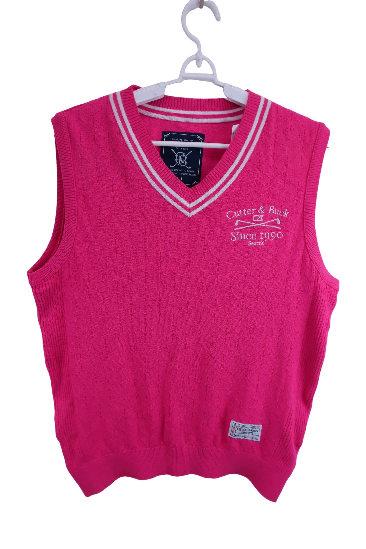 CUTTER&BUCK(カッター＆バック) ニットベスト ピンク メンズ L A-1