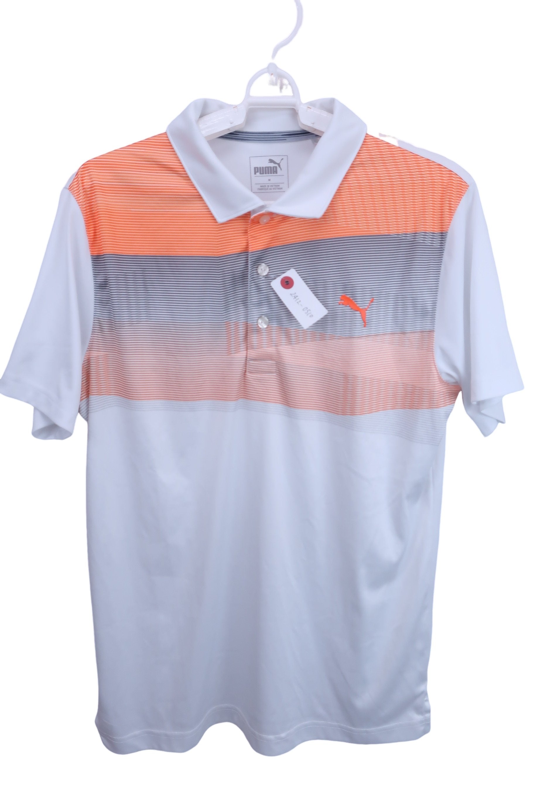 PUMA GOLF(プーマゴルフ) ポロシャツ 白オレンジグレー メンズ M B-1