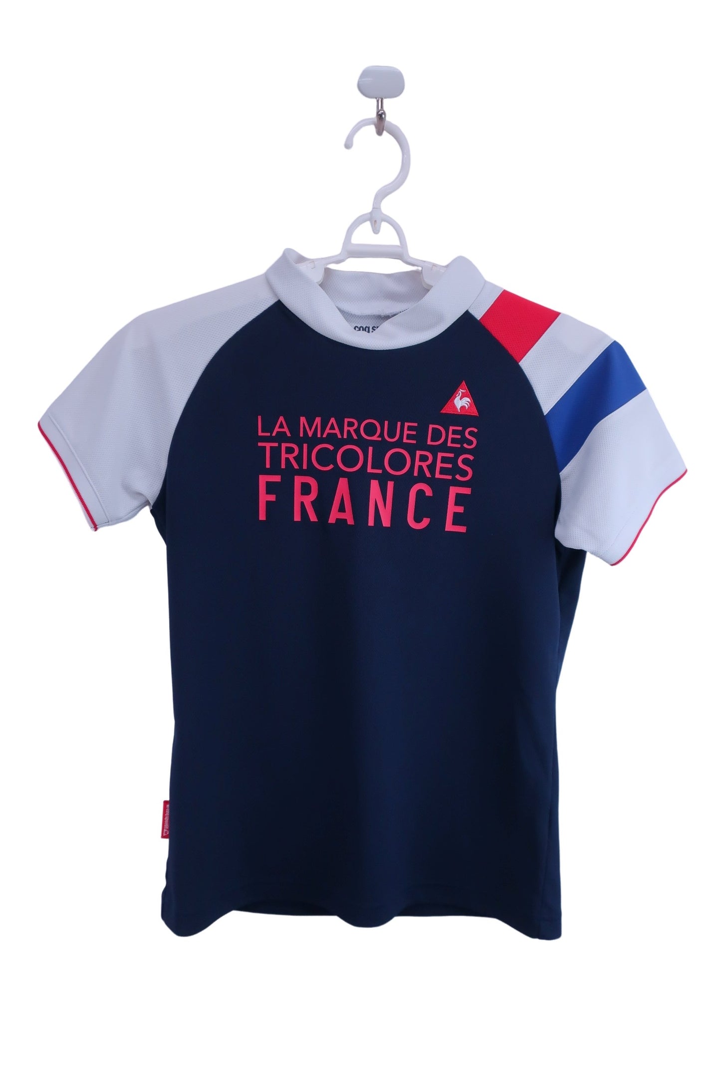 le coq sportif(ルコックスポルティフ) 半袖モックネックシャツ 白ネイビー レディース L A-1