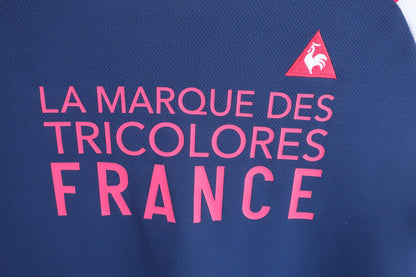 le coq sportif(ルコックスポルティフ) 半袖モックネックシャツ 白ネイビー レディース L A-2