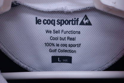 le coq sportif(ルコックスポルティフ) 半袖モックネックシャツ 白ネイビー レディース L A-3