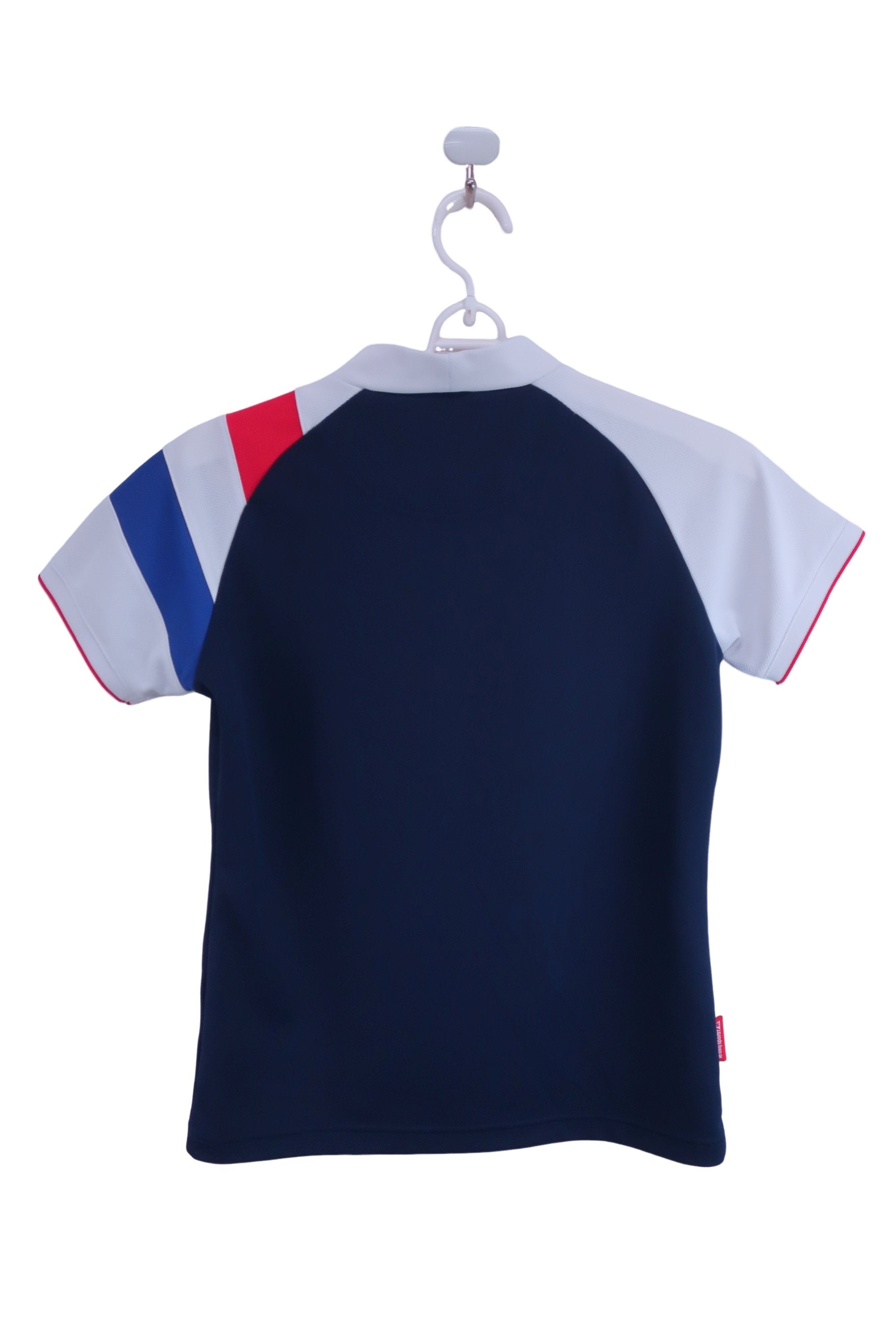 le coq sportif(ルコックスポルティフ) 半袖モックネックシャツ 白ネイビー レディース L A-4