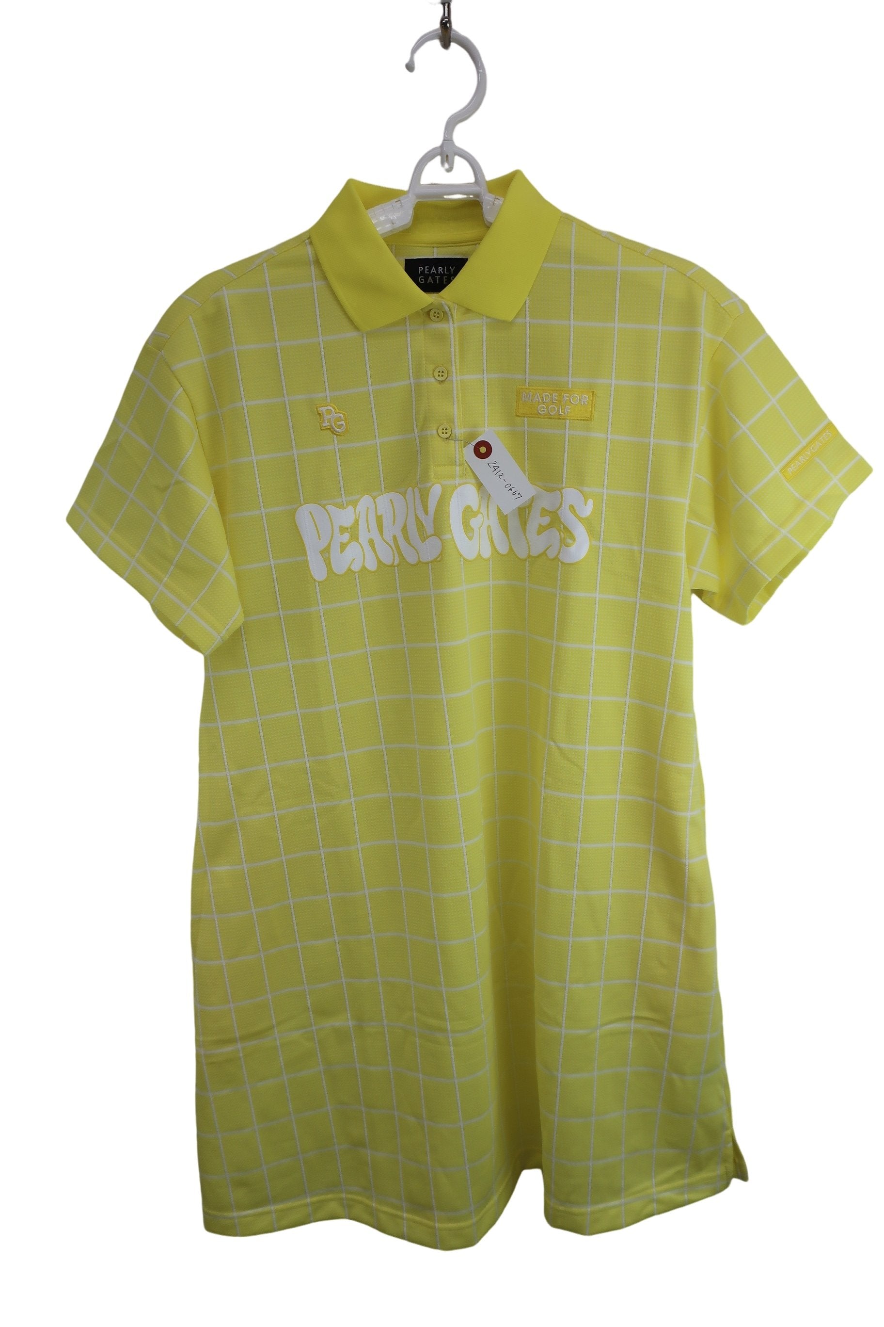 PEARLY GATES(パーリーゲイツ) ウィンドペンガンビート 半袖ポロワンピース 黄色チェック レディース 0 055-4124514 A-1