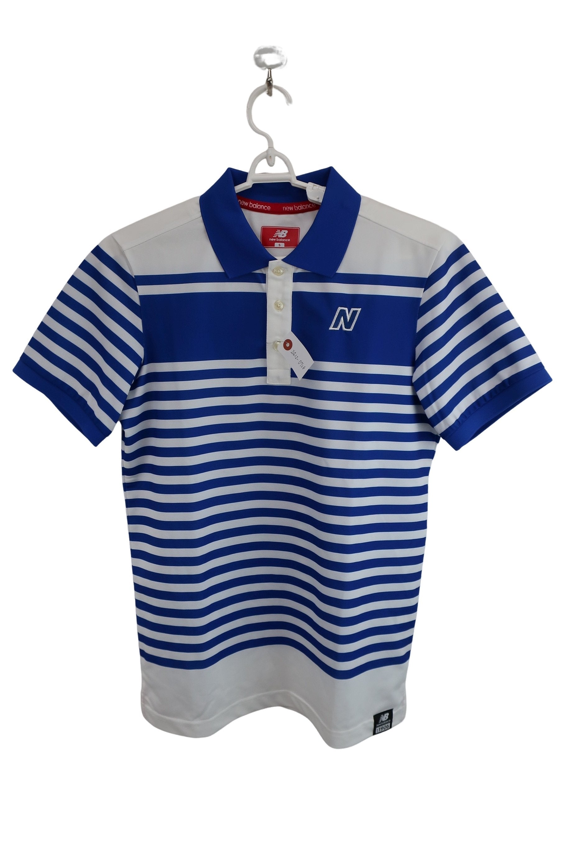 New Balance golf(ニューバランスゴルフ) ポロシャツ 青白ボーダー メンズ 5 012-7260006 A-1