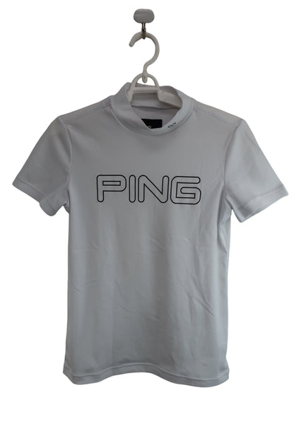 PING(ピン) 半袖モックネックシャツ 白 レディース S A-1