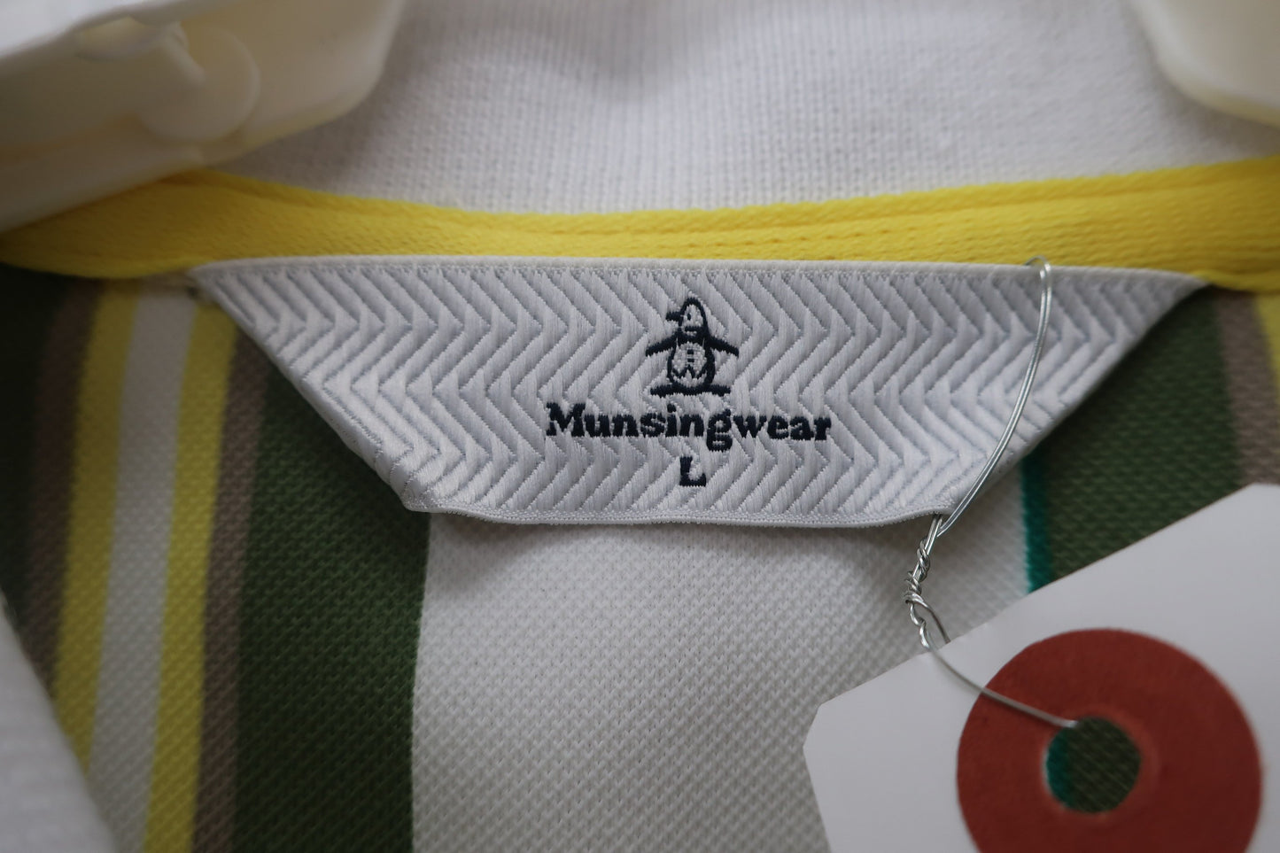 Munsingwear(マンシングウェア) ワンピース 白緑ストライプ レディース L A-2