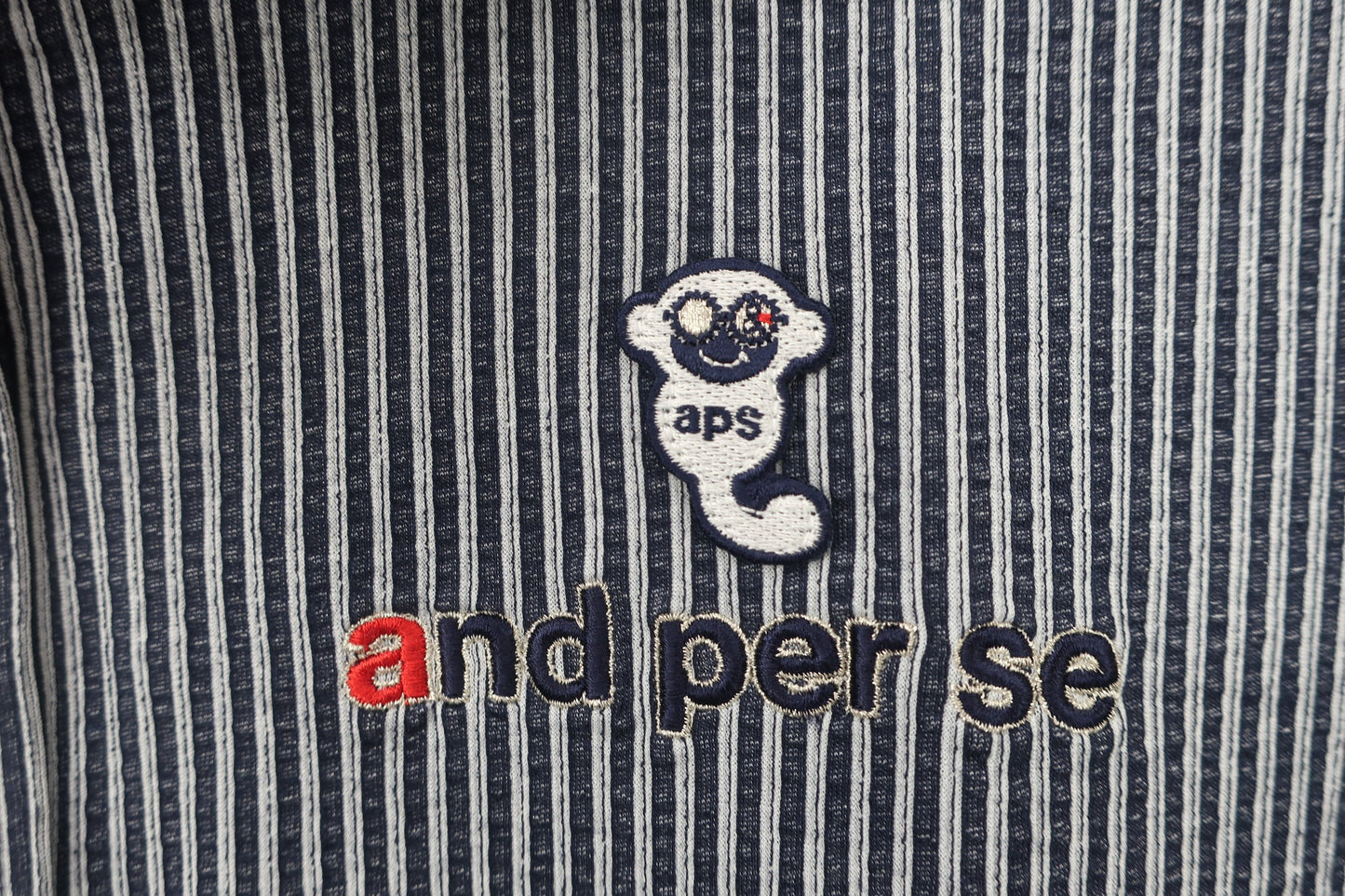 and per se(アンパスィ) ポロシャツ ネイビーストライプ レディース L AFS9711X6 A-3