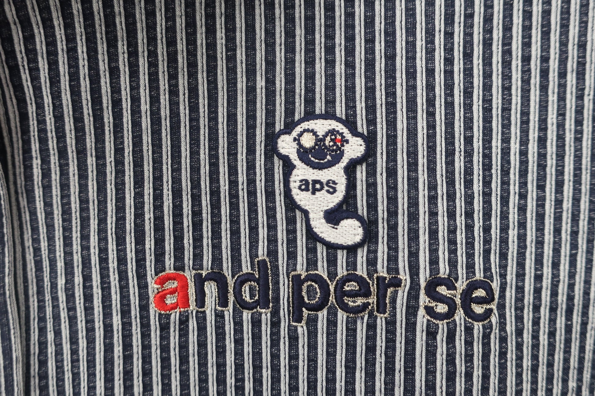 and per se(アンパスィ) ポロシャツ ネイビーストライプ レディース L AFS9711X6 A-3