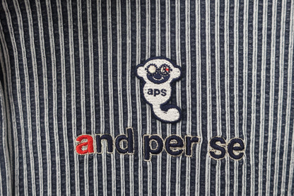 and per se(アンパスィ) ポロシャツ ネイビーストライプ レディース L AFS9711X6 A-3