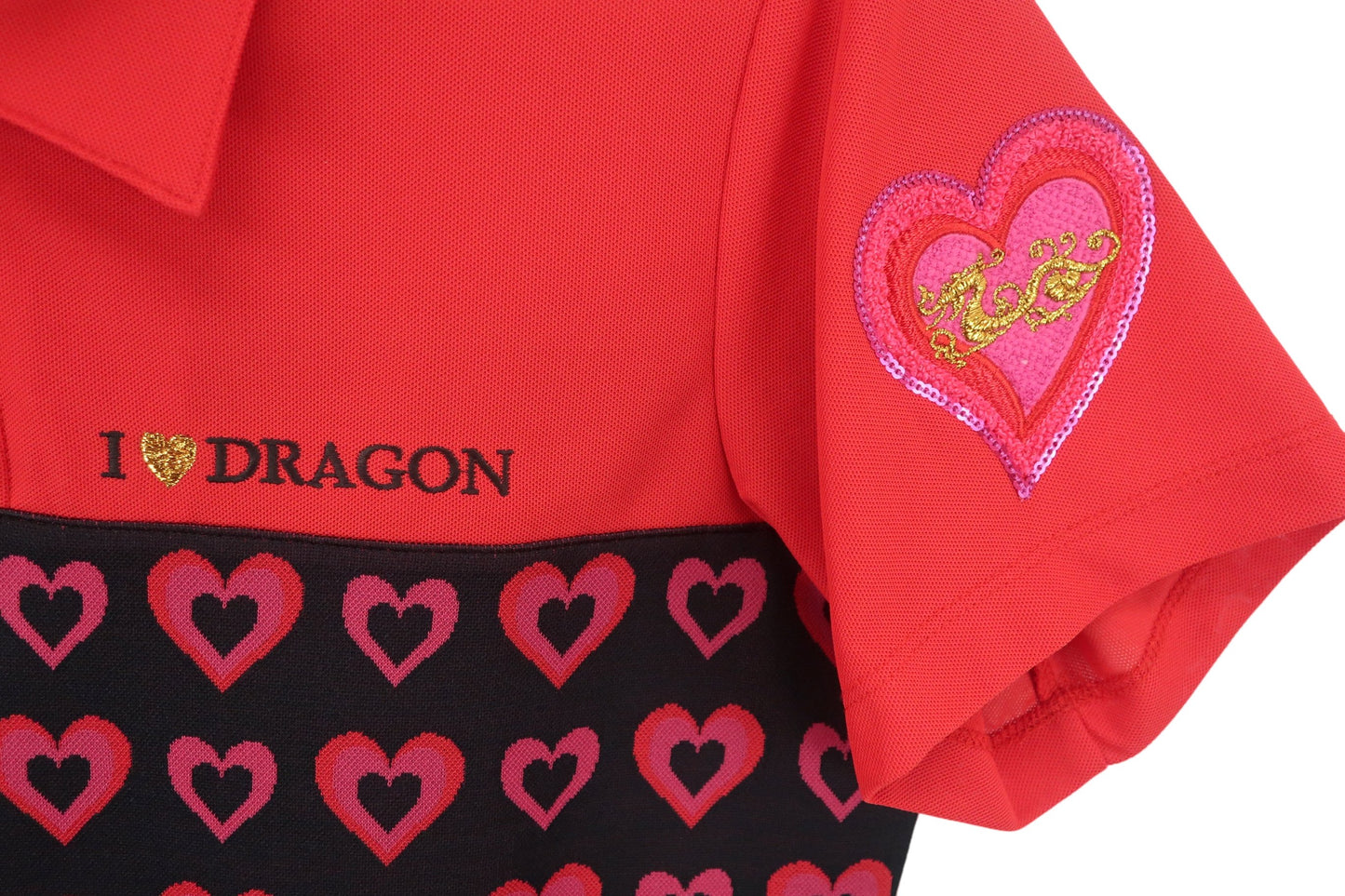 Dance With Dragon(ダンスウィズドラゴン) ハーフジップポロシャツ 赤 レディース 3 D2-155308 A-2