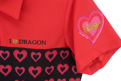 Dance With Dragon(ダンスウィズドラゴン) ハーフジップポロシャツ 赤 レディース 3 D2-155308 A-2