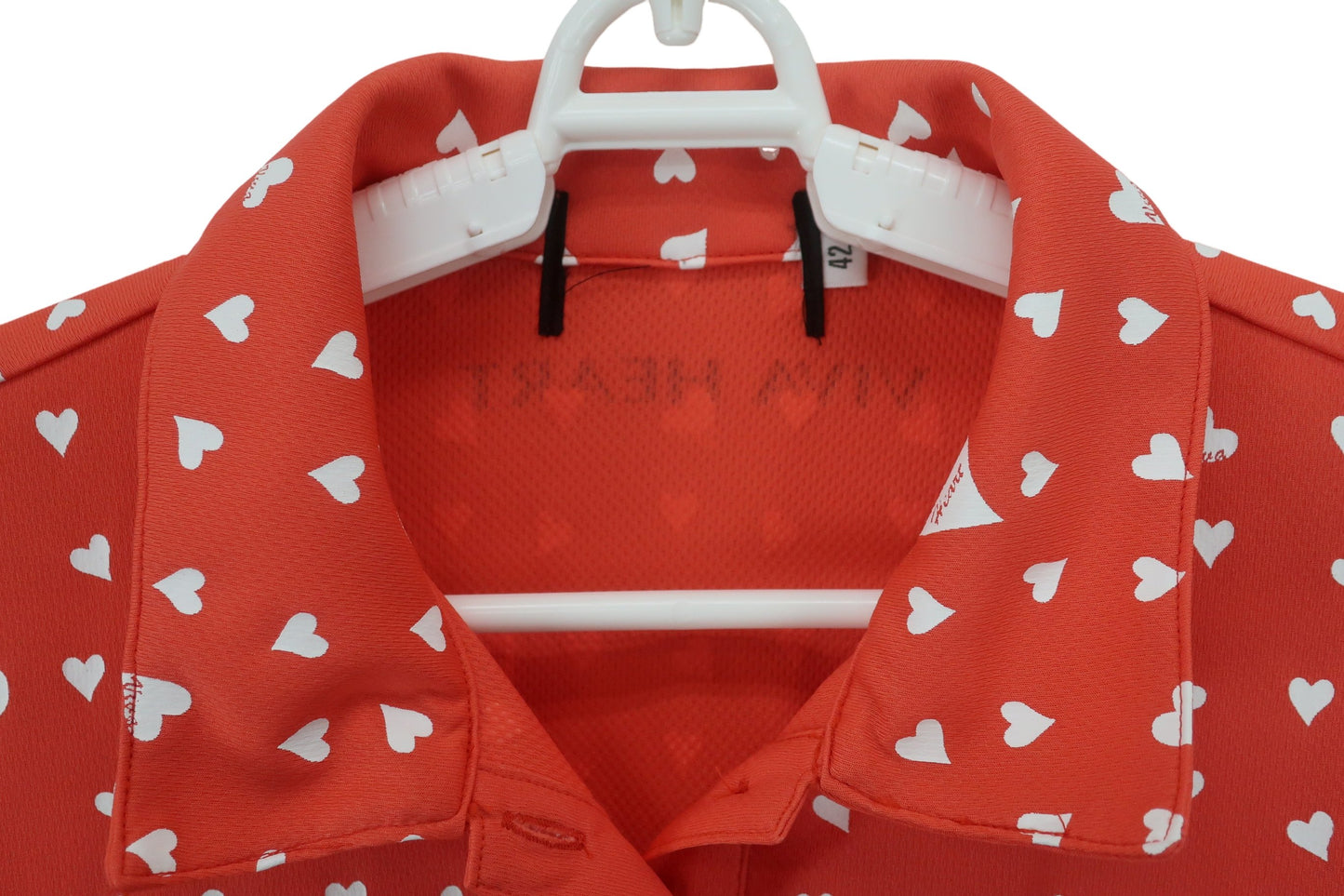 VIVA HEART(ビバハート) ポロシャツ オレンジ白ハート柄 レディース 42 A-3