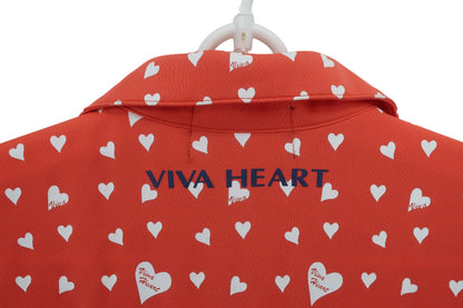 VIVA HEART(ビバハート) ポロシャツ オレンジ白ハート柄 レディース 42 A-5