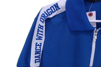 Dance With Dragon(ダンスウィズドラゴン) ハーフジップポロシャツ 青 メンズ 3 A-4