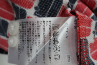 adidas(アディダス) ポロシャツ 赤ネイビー総柄 レディース L A-5