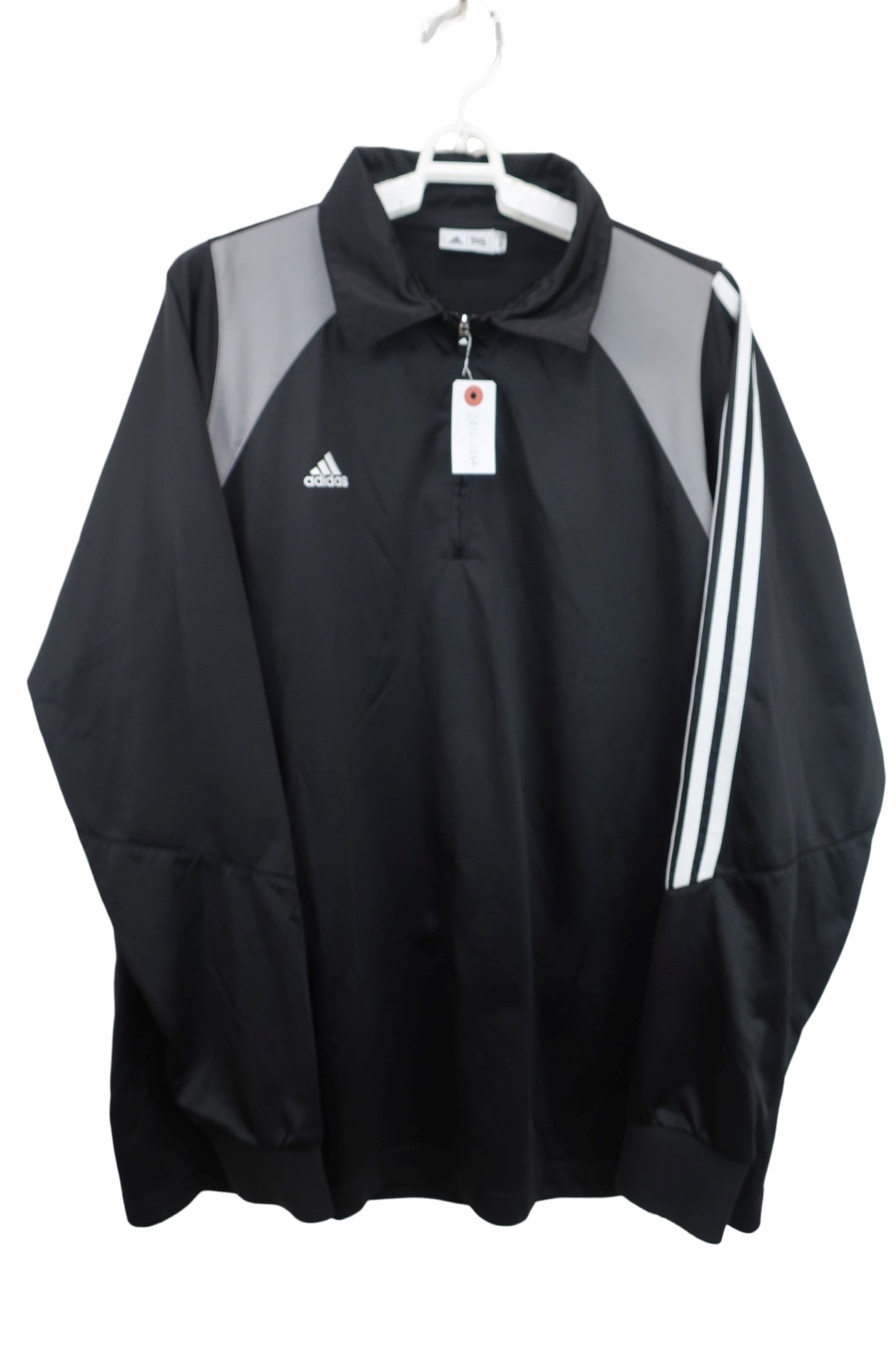 adidas(アディダス) ハーフジップポロシャツ 黒 メンズ XO A-1