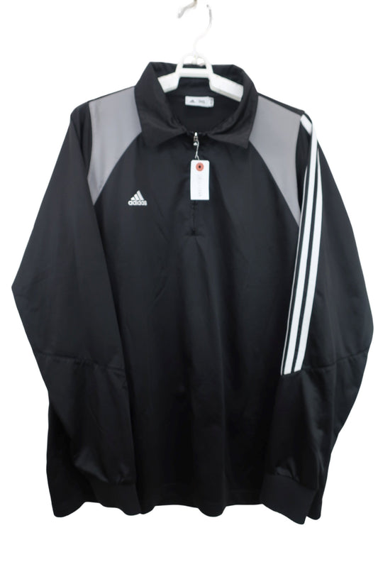 adidas(アディダス) ハーフジップポロシャツ 黒 メンズ XO A-1