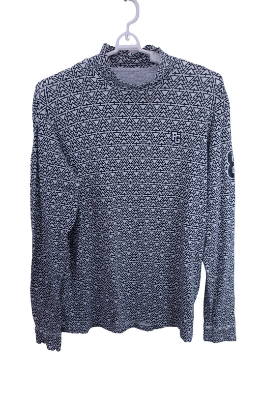 PEARLY GATES(パーリーゲイツ) 長袖モックネックシャツ 白黒総柄 メンズ 6 053-8266103 B-1