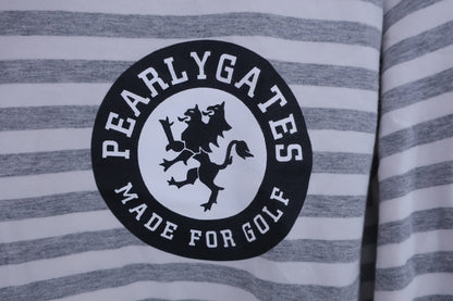PEARLY GATES(パーリーゲイツ) 長袖モックネックシャツ 白グレーボーダー メンズ 6 053-966157 N-2
