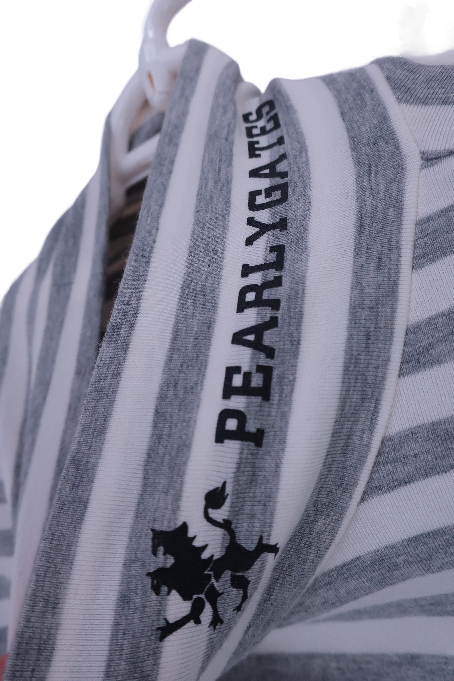 PEARLY GATES(パーリーゲイツ) 長袖モックネックシャツ 白グレーボーダー メンズ 6 053-966157 N-3