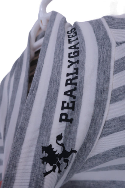 PEARLY GATES(パーリーゲイツ) 長袖モックネックシャツ 白グレーボーダー メンズ 6 053-966157 N-3