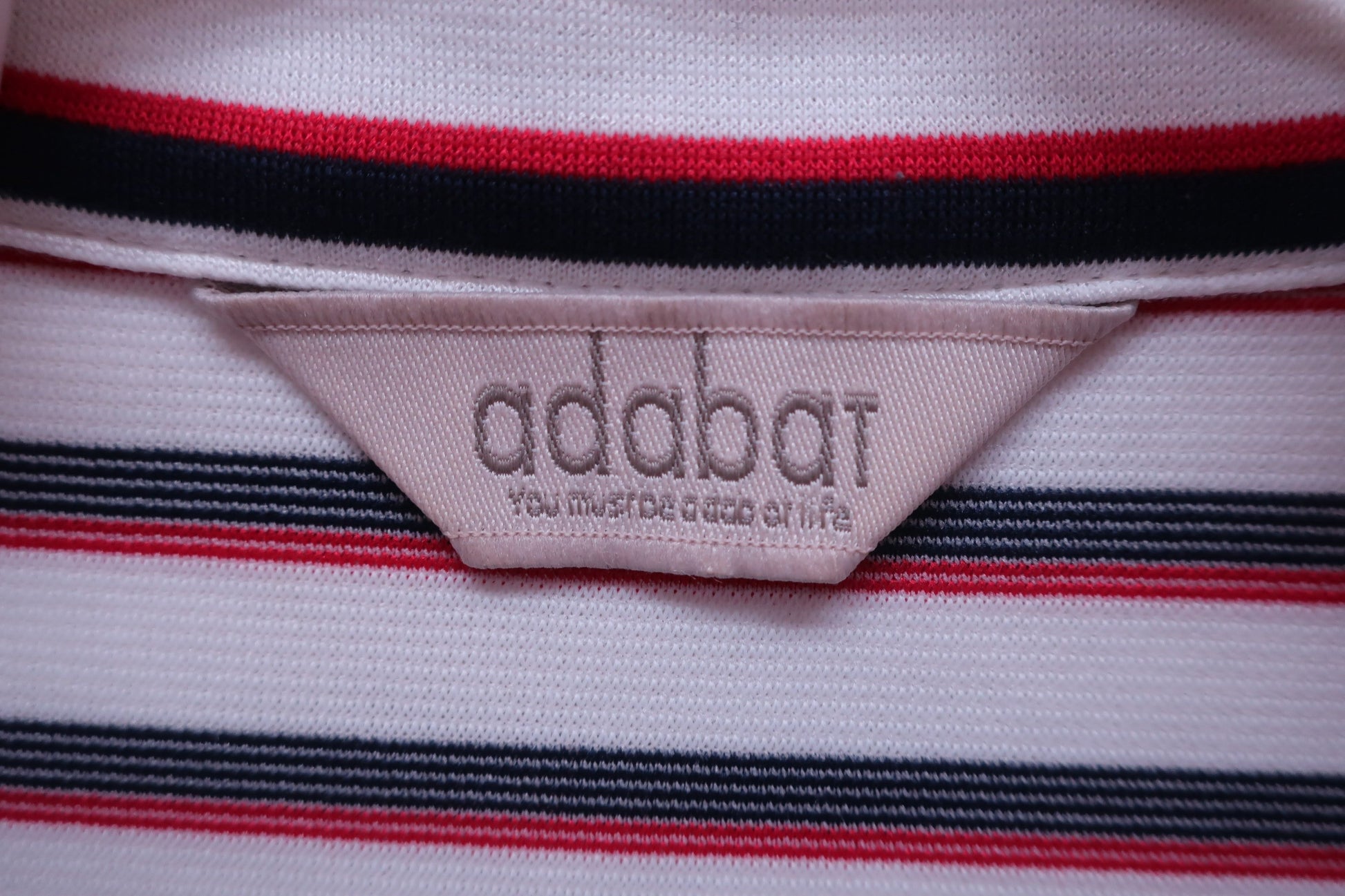adabat(アダバット) 長袖ハーフジップシャツ 白紺赤ボーダー メンズ 48 A-3