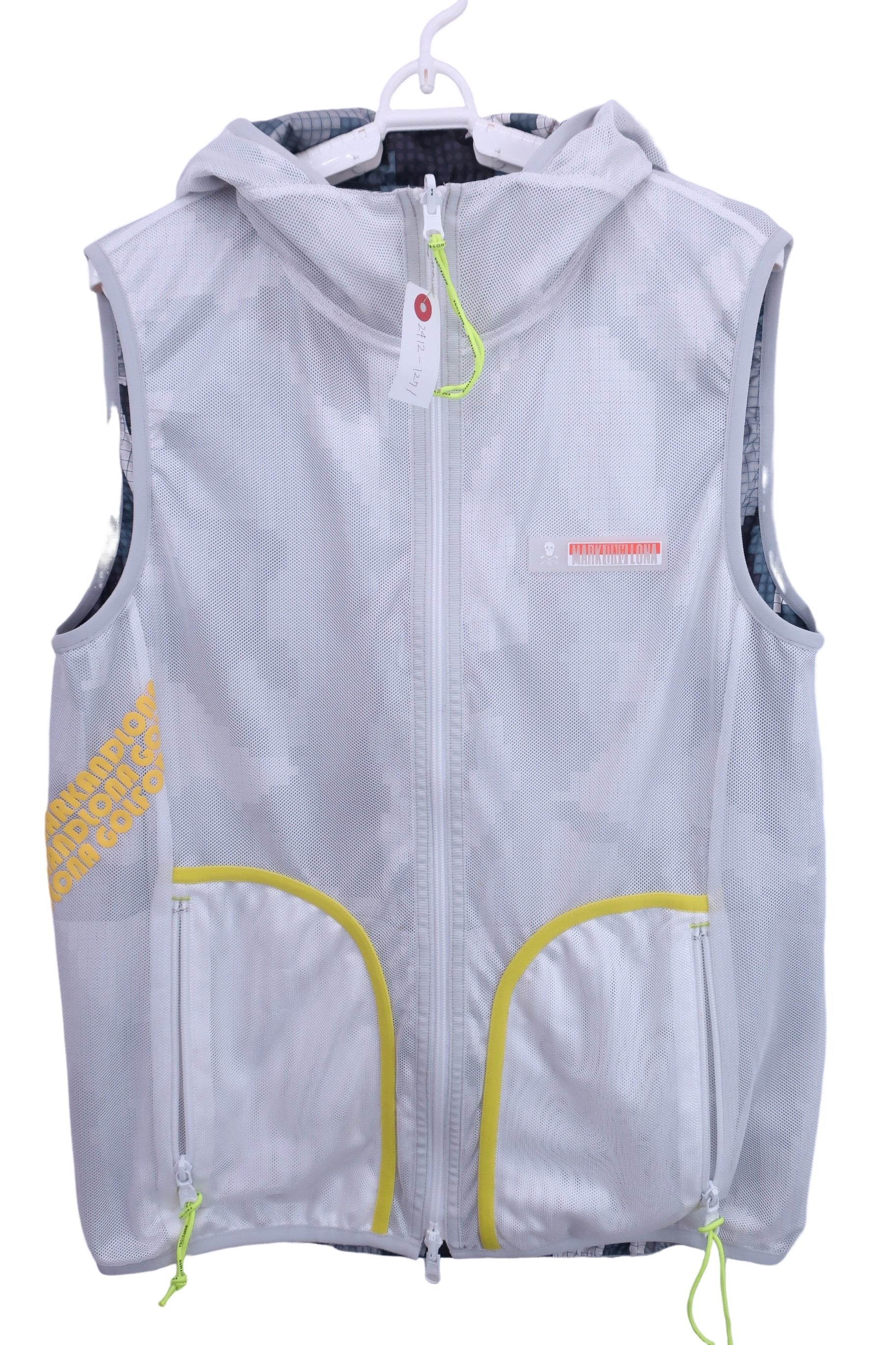 MARK&LONA(マークアンドロナ) リバーシブルベスト 白グレー黒総柄 メンズ 48 MLM-OA-AD05 A-3