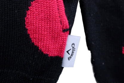 Callaway(キャロウェイ) ニットパーカー 黒水玉柄 レディース S B-4