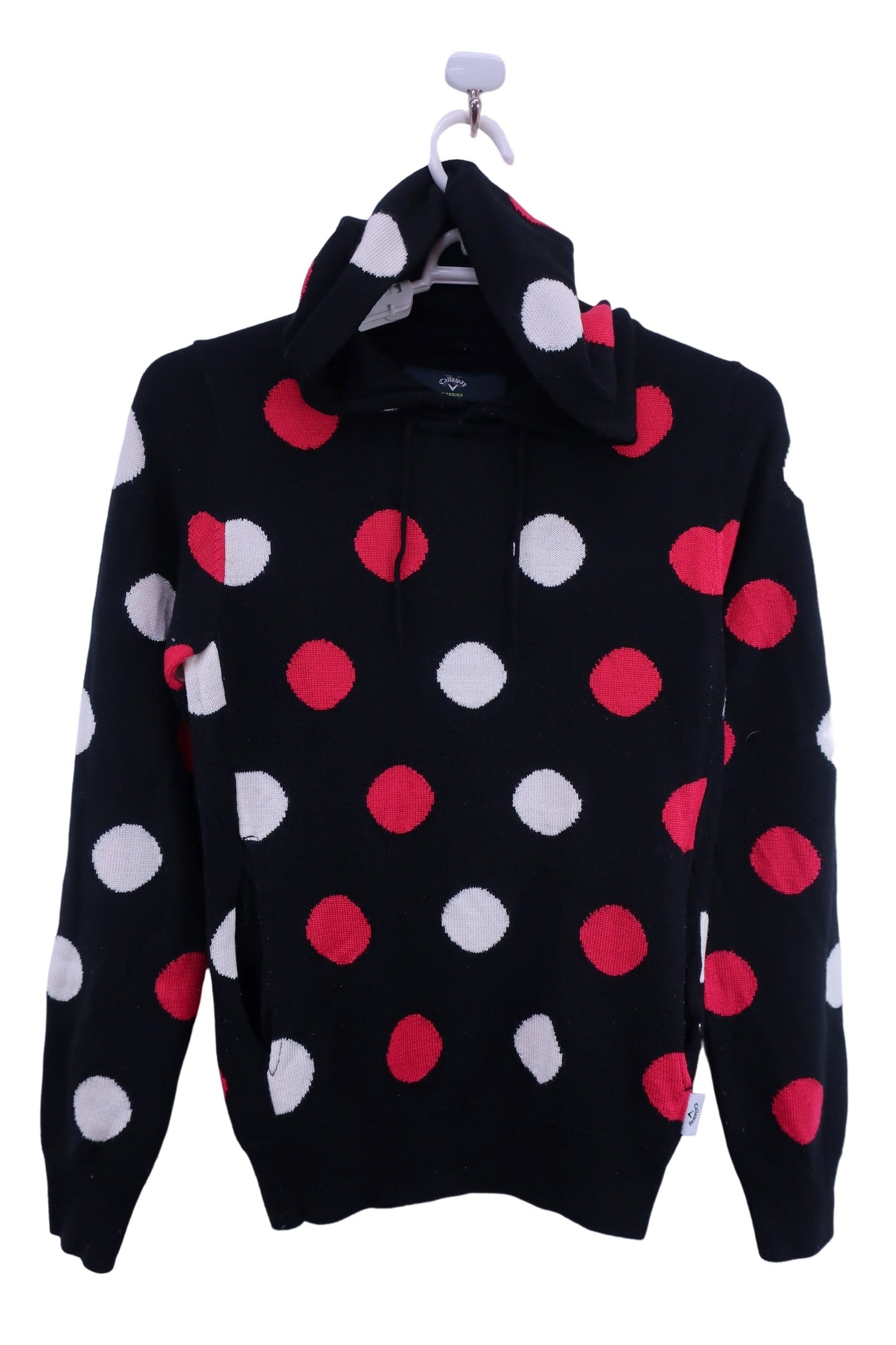 Callaway(キャロウェイ) ニットパーカー 黒水玉柄 レディース S B-1
