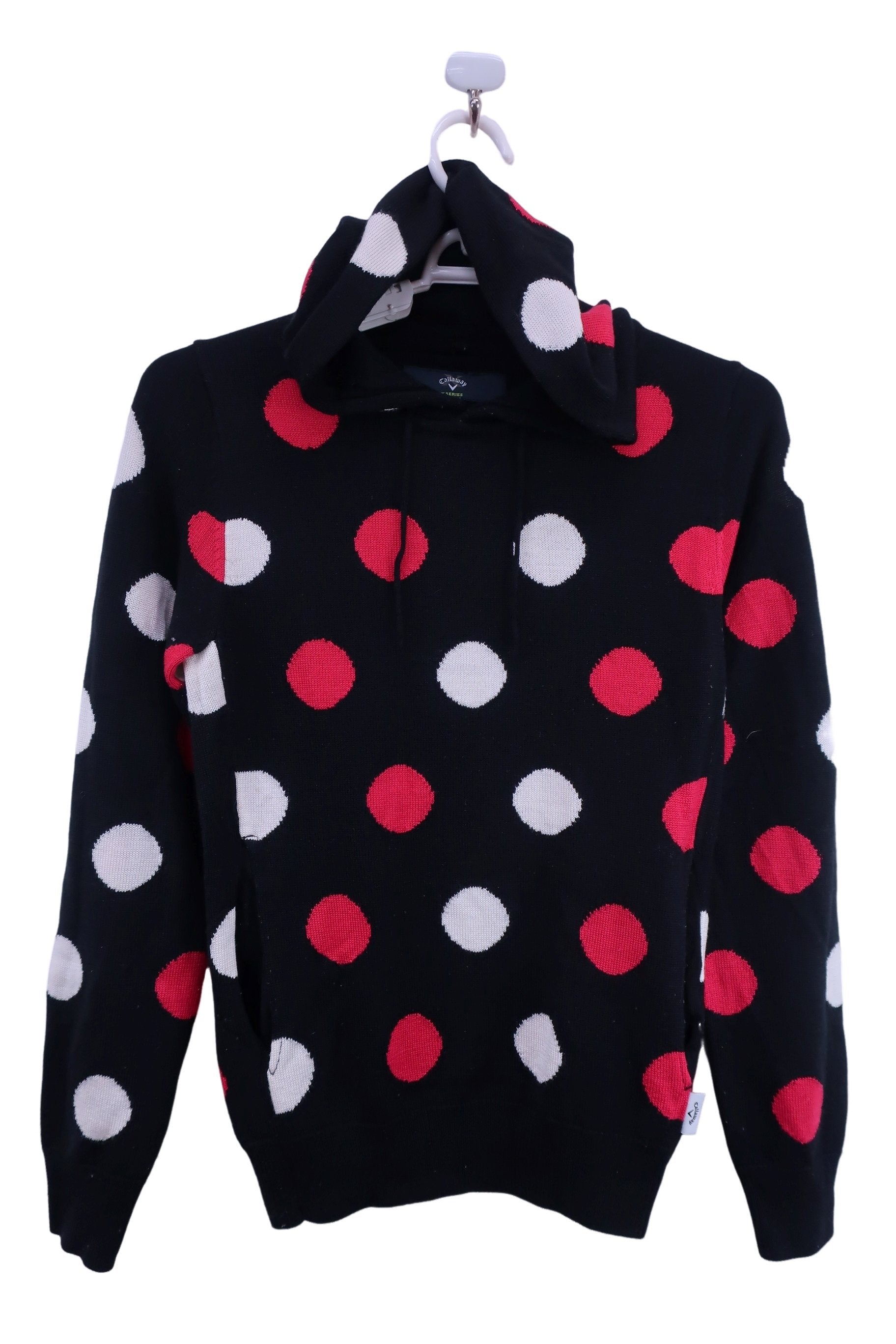 Callaway(キャロウェイ) ニットパーカー 黒水玉柄 レディース S B-1